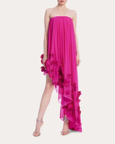 One33 Social Women's Maeve Pleated Floral-appliquéd Chiffon Dress In Pink