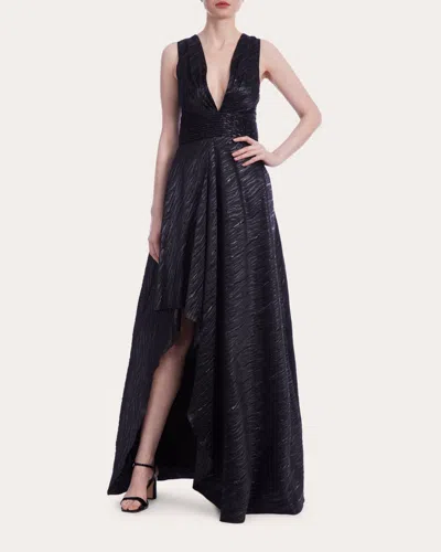One33 Social Women's Whitney Metallic-jacquard V-neck Gown In Black