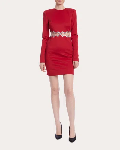 One33 Social Women's Sequin-embellished Mesh-cutout Crepe Mini Dress In Red