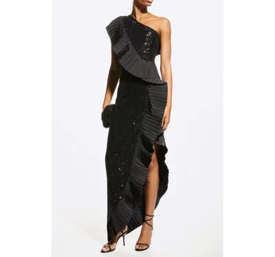 One33 Social Women's The Mercer Sequin Pleated Ruffle Gown In Black