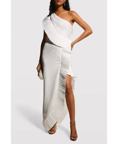 One33 Social Women's The Mercer Sequin Pleated Ruffle Gown In White