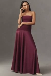 One33 The Vivienne Strapless Drop-waist Maxi Dress In Brown