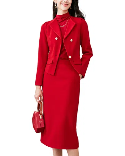 Onebuye 2pc Blazer & Dress Set In Red