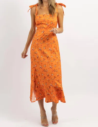 Oneeleven Last Dance Tie Strap Midi Dress In Orange