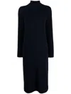 Onefifteen Ribbed-knit Roll Neck Dress In Blau