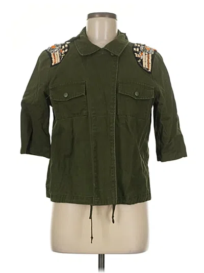 Pre-owned Onehart 3/4 Sleeve Button Down Shirt In Green