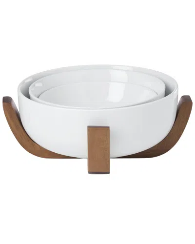 Oneida 24 Seven 4pc Nesting Bowl Set With Wood Stand In Yellow