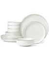 Oneida 24 Seven Black Rim 12-piece Dinnerware Set In White