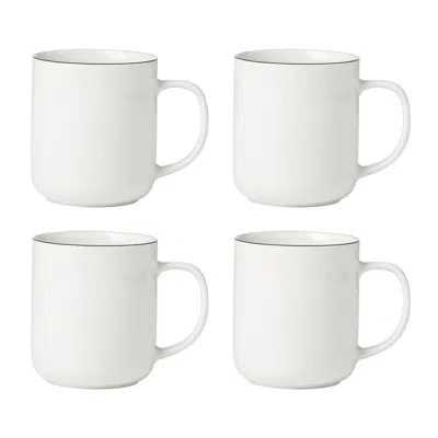 Oneida 24 Seven Black Rim Mugs, Set Of 4 In White