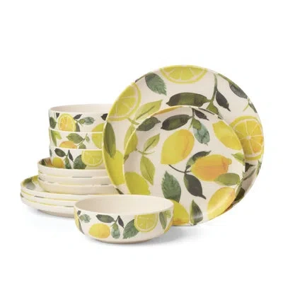 Oneida 24 Seven Melamine Lemon 12-piece Dinnerware Set In Multi