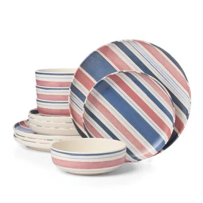 Oneida 24 Seven Melamine Stripe 12-piece Dinnerware Set In Multi