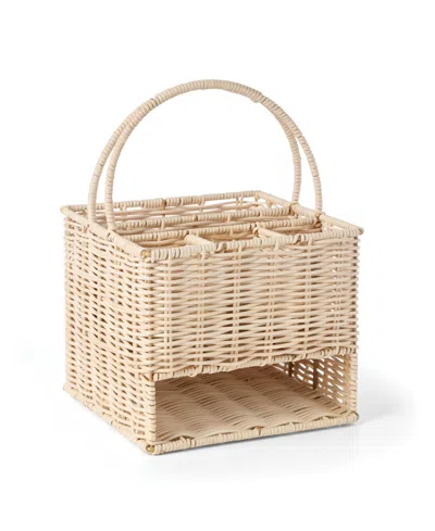 Oneida 24 Seven Outdoor Living Real Rattan Flatware Storage Caddy In Brown