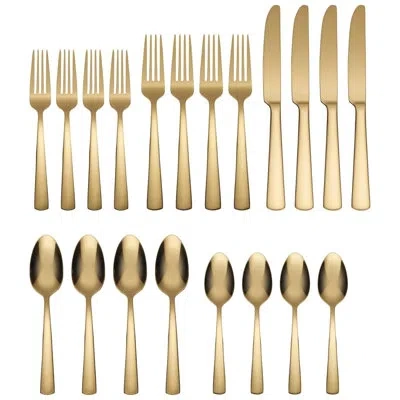Oneida Aptitude Gold 20 Piece Flatware Set, Rust-resistant, Dishwasher Safe