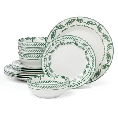 Oneida Borderless Green 12pc Dinnerware Set
