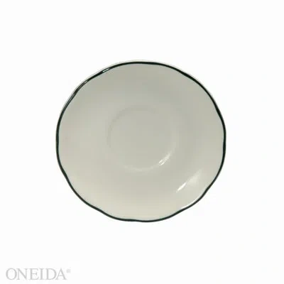 Oneida Caprice Manhattan Black Saucers, 5 5/8", By Buffalo In Black;cream White
