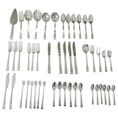 Pre-owned Oneida Community Coronation Hampton Court 49 Pieces Tableware For 6 Person In Silver