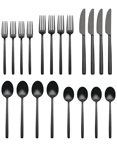 Oneida Dean Satin Black 20 Piece Flatware Set