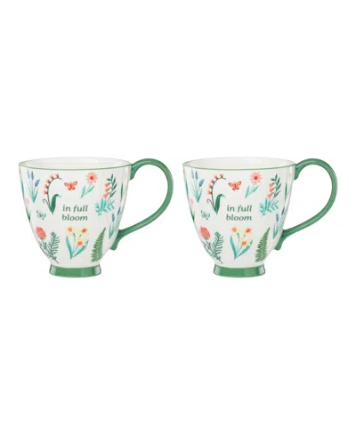 Oneida First Blooms Green Mugs, Set Of 2