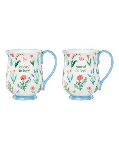 Oneida First Blooms Mugs, Set Of 2 In Blue