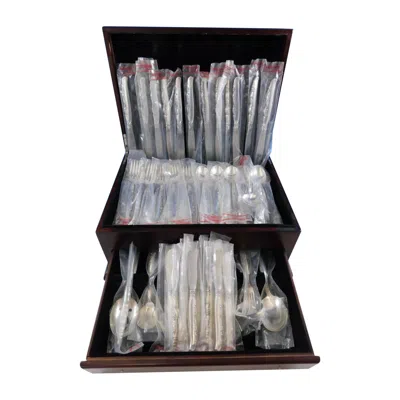 Pre-owned Oneida Flower Lane By  Sterling Silver Flatware Set 12 Service 79 Pcs New Unused