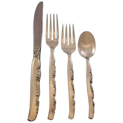 Pre-owned Oneida Flower Lane By  Sterling Silver Flatware Set For 8 Service 39 Pieces In Brown