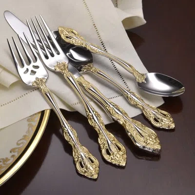 Oneida Golden Michelangelo 5 Piece Flatware Set, Service For 1, 18/10 Stainless Steel