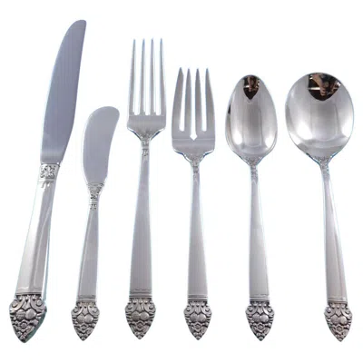 Pre-owned Oneida King Cedric By  Sterling Silver Flatware Service For 8 Set 48 Pieces