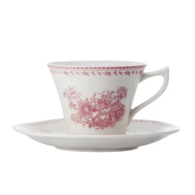 Oneida Lancaster Tea Saucers, 6 Oz, By Luzerne In Warm White,pink