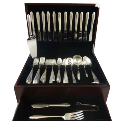 Pre-owned Oneida Lasting Spring By  Sterling Silver Flatware Set For 12 Service 59 Pieces In Black