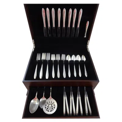Pre-owned Oneida Lasting Spring By  Sterling Silver Flatware Set For 8 Service 44 Pieces In Black