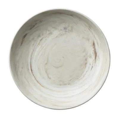 Oneida Marble Deep Coupe Plates/low Bowls, 30 Oz, By Luzerne In Brown;white