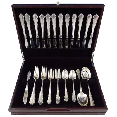 Pre-owned Oneida Martinique By  Sterling Silver Flatware Set For 12 Service 51 Pieces In Black