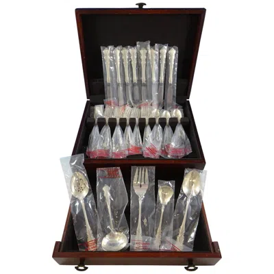 Pre-owned Oneida Martinique By  Sterling Silver Flatware Set For Eight Service 37 Pieces In Black