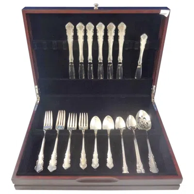 Pre-owned Oneida Martinique By  Sterling Silver Flatware Set For Six Service 26 Pieces In Black