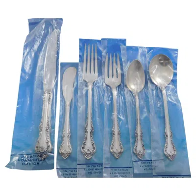 Pre-owned Oneida Melbourne By  Sterling Silver Flatware Service Set 50 Pcs Appears Unused In Blue