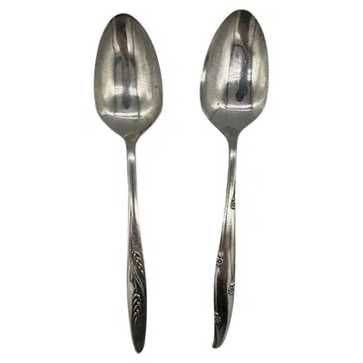 Pre-owned Oneida Mid-century "silver Flower" & "song Of Autumn" Serving Spoons By  Silver