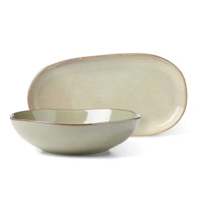 Oneida Organic Shades 2-piece Serving Set, Oatmeal In Green