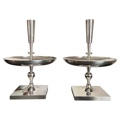 Pre-owned Oneida Pair Of Tommi Parzinger Silver-plate Candlesticks, Heirloom "700" Line,