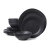 Oneida Ridge Black 12-pc. Stoneware Dinnerware Set In Black
