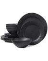Oneida Ridge 12 Pc. Dinnerware Set, Service For 4 In Black