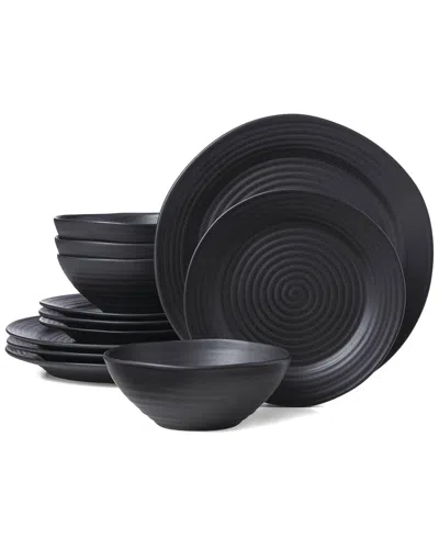 ONEIDA ONEIDA RIDGE BLACK 12PC DINNERWARE SET