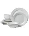 Oneida Ridge White 12-pc. Stoneware Dinnerware Set In White