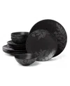 Oneida Roseto 12-piece Dinnerware Set In Black