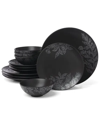 Oneida Roseto 12-piece Dinnerware Set, Charcoal