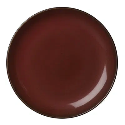 Oneida Rustic Crimson Round Coupe Plates, 8 1/2", By Luzerne In Red;crimson