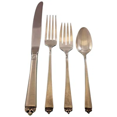 Pre-owned Oneida Satin Beauty By  Sterling Silver Flatware Set Service 28 Pieces In Brown