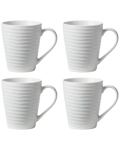 Oneida Set Of 4 Ridge White Mugs