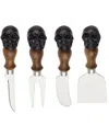 Oneida Set Of 4 Skull Mirror Cheese Knives In Brown