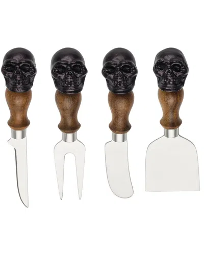ONEIDA ONEIDA SET OF 4 SKULL MIRROR CHEESE KNIVES