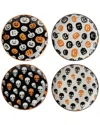 Oneida Set Of 4 Vintro Halloween Accent Plates In Black